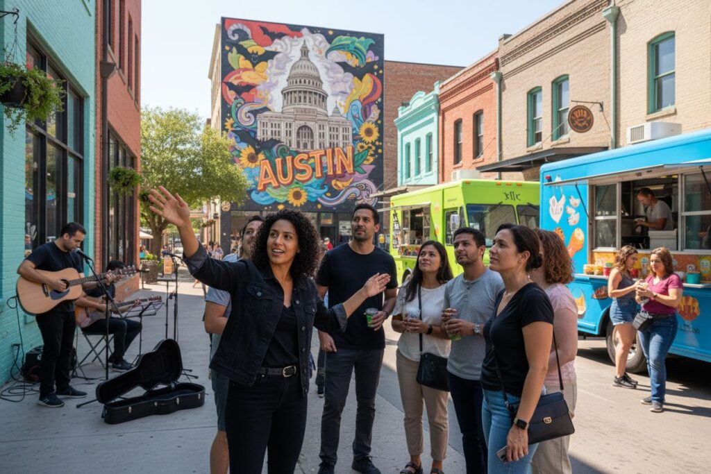 Austin culture tour, urban exploration, human interaction