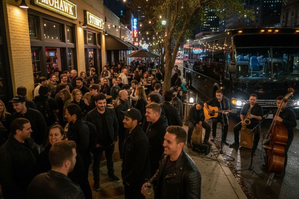 Austin live music street night scene
