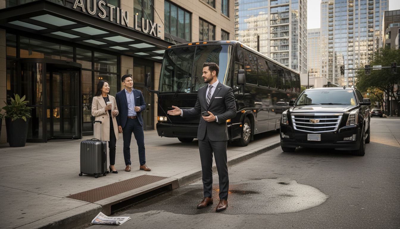Concierge greets travelers in downtown Austin